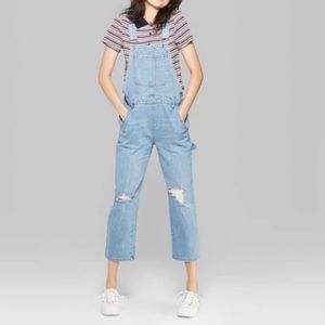 Women’s Distressed Denim Overalls